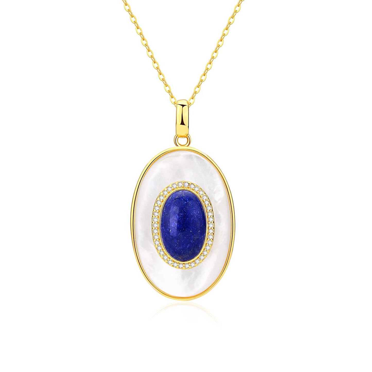 Lapis Lazuli and Mother of Pearls Pendant Necklace and Earrings