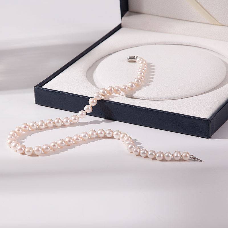 Classic Round Freshwater Pearl Necklace with Silver Clasp