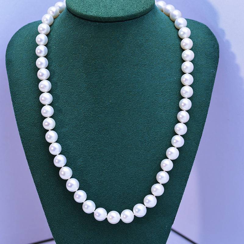 Classic Round Freshwater Pearl Necklace with Silver Clasp