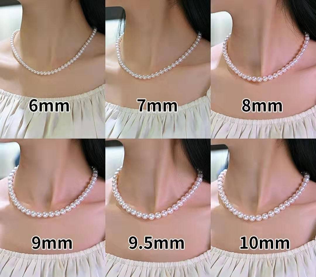 Classic Round Freshwater Pearl Necklace with Silver Clasp