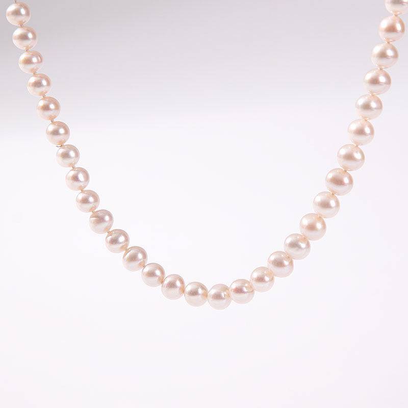 Classic Round Freshwater Pearl Necklace with Silver Clasp