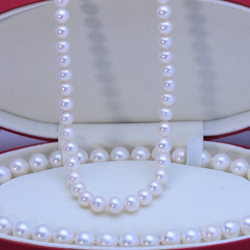 Classic Round Freshwater Pearl Necklace with Silver Clasp