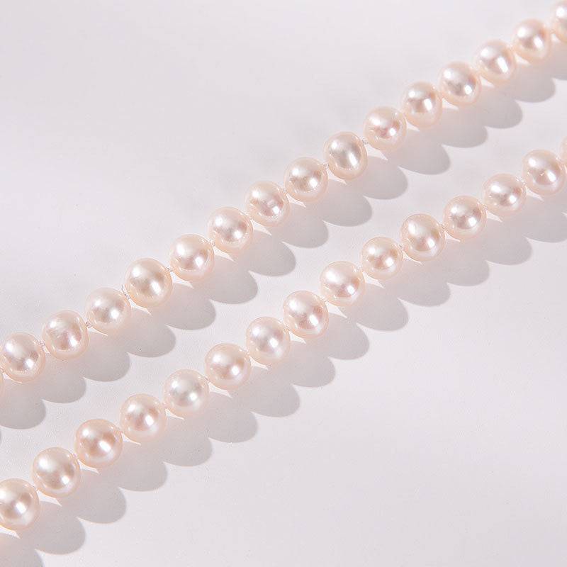 Classic Round Freshwater Pearl Necklace with Silver Clasp