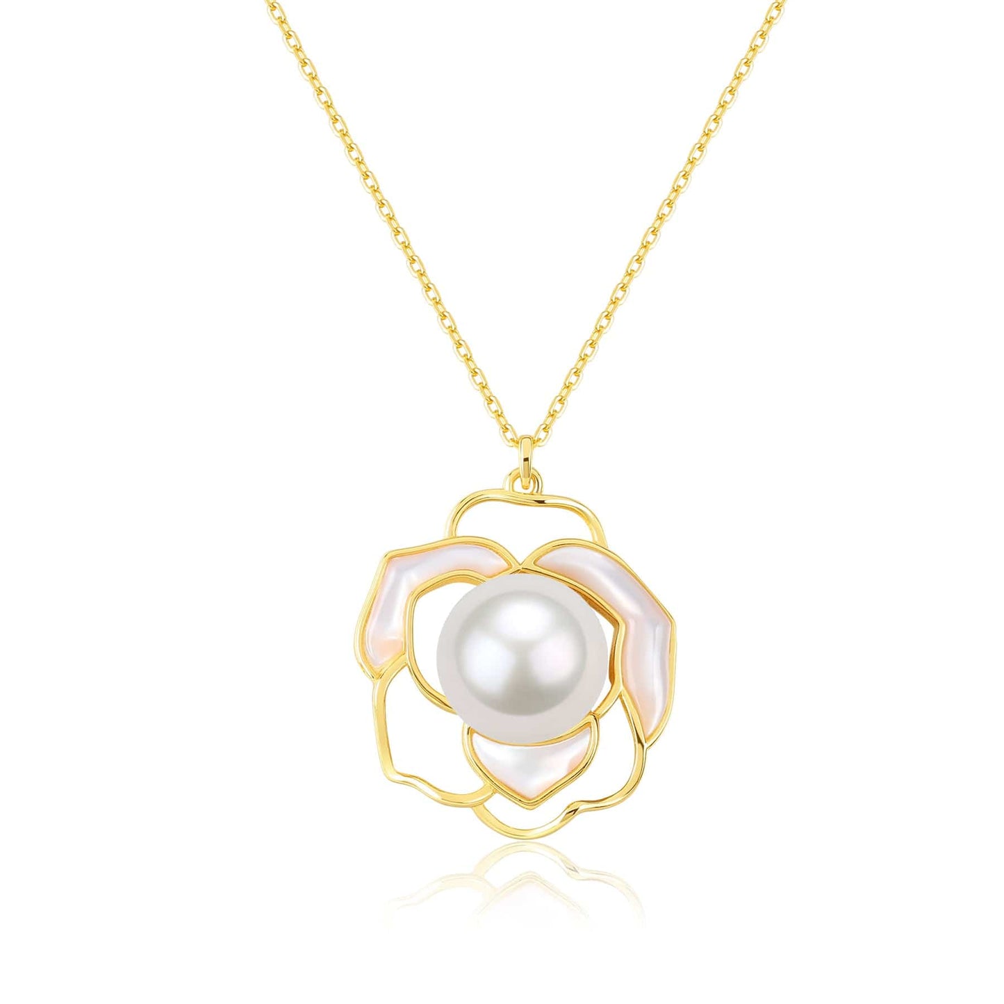 White Mother of Pearls Necklace in Gold Vermeil