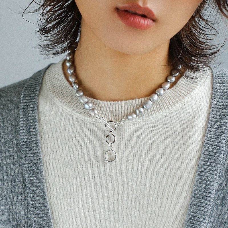 Grey Freshwater Pearl Baroque Style Necklace 2