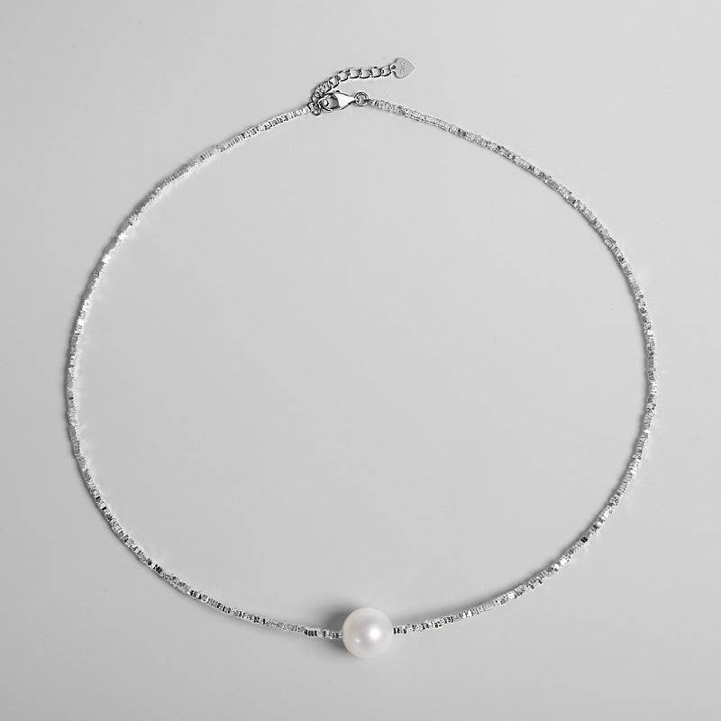 Freshwater Pearl and Silver Shards Pendant Necklace