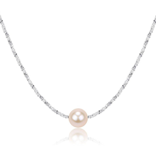 Freshwater Pearl and Silver Shards Pendant Necklace