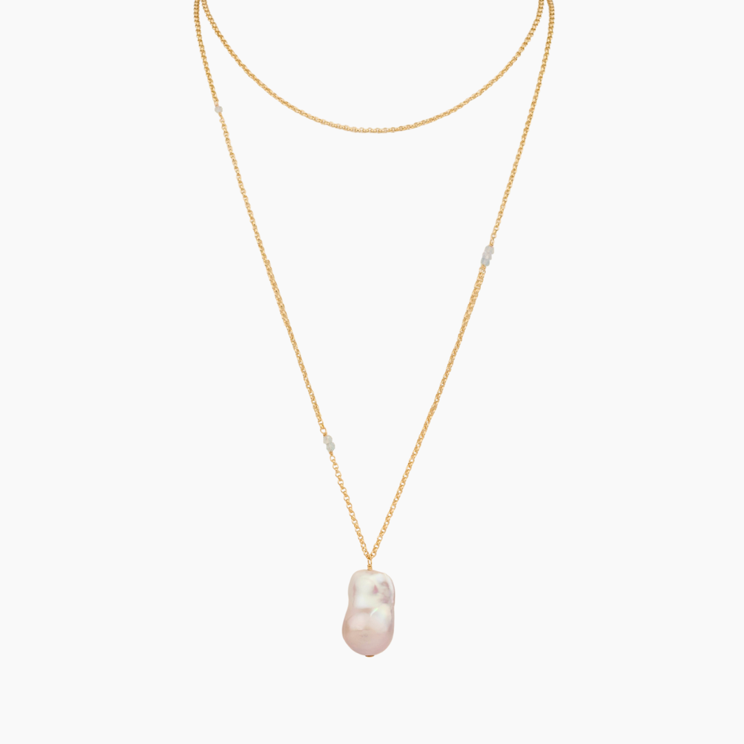 Lani Long Flameball Pearl Necklace