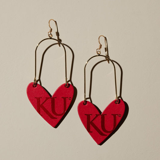 Sweetheart Style Earrings in Nickel and Suede