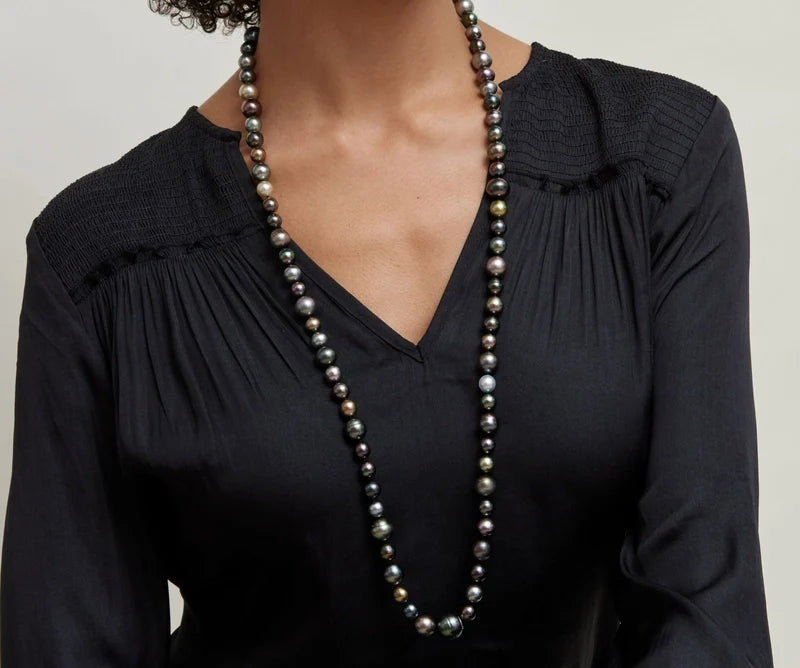 Colorful Tahitian Pearl Opera Length Necklace 9.0-14.0mm