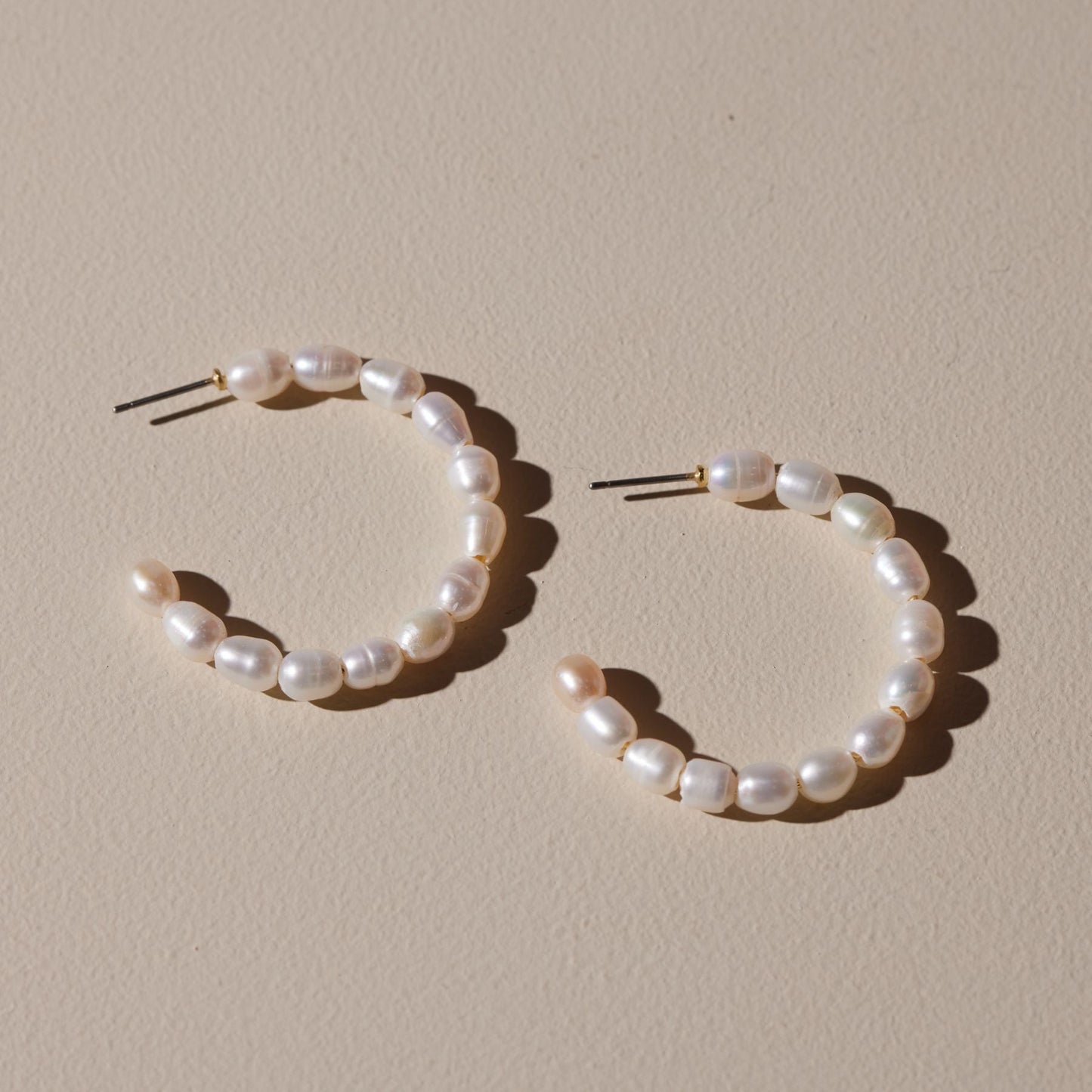 Elegant Pearl Hoop Earrings in Classic Design