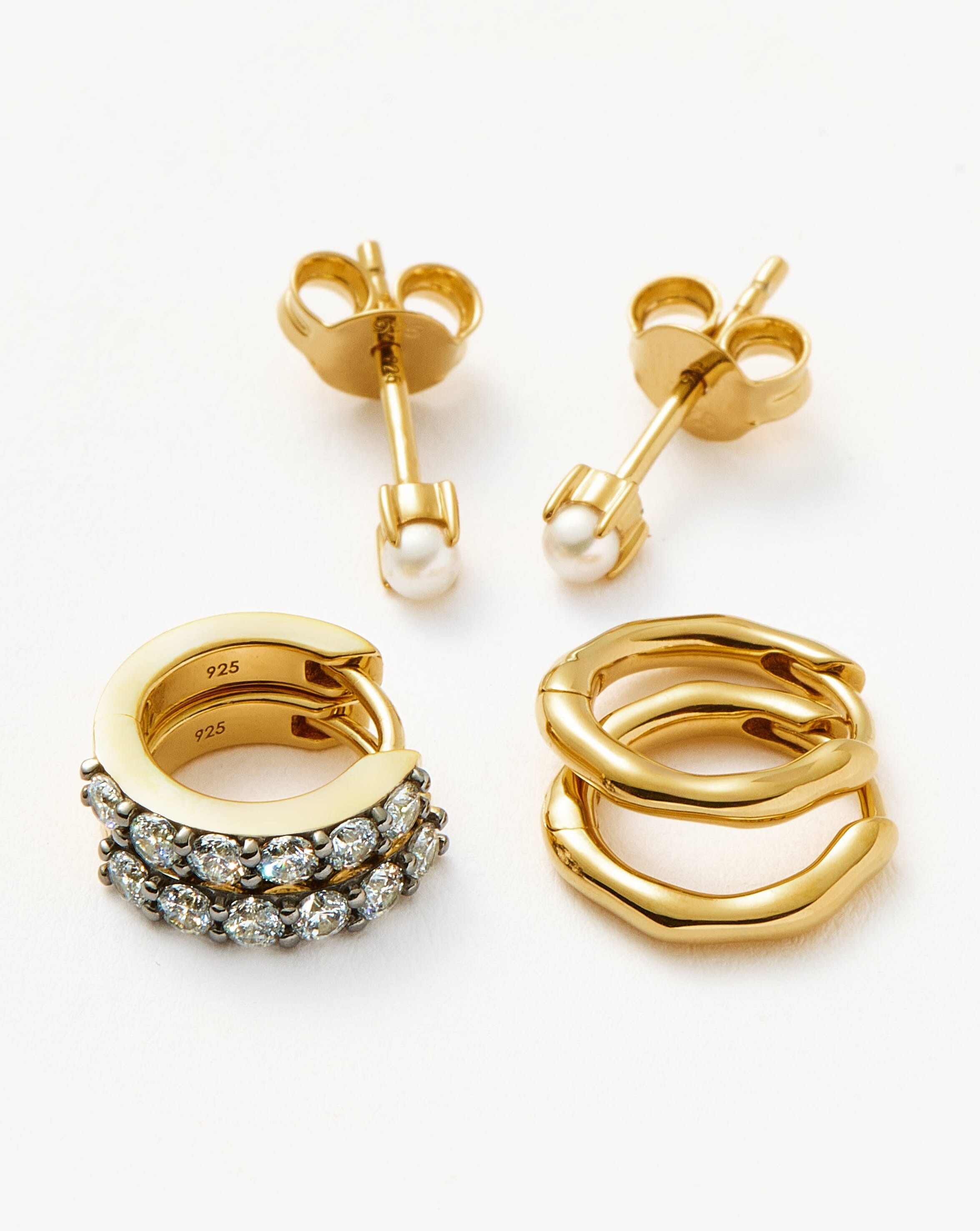 Pearl Mix & Match Charm Hoop Earring Set | 18k Gold Plated Vermeil/Pearl