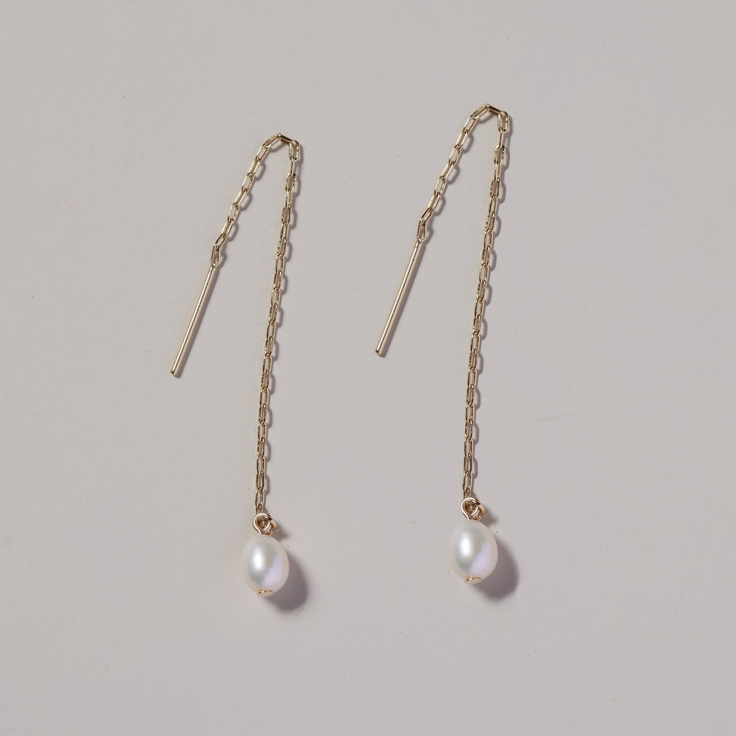 Elegant Pearl Threader Earrings in Silver