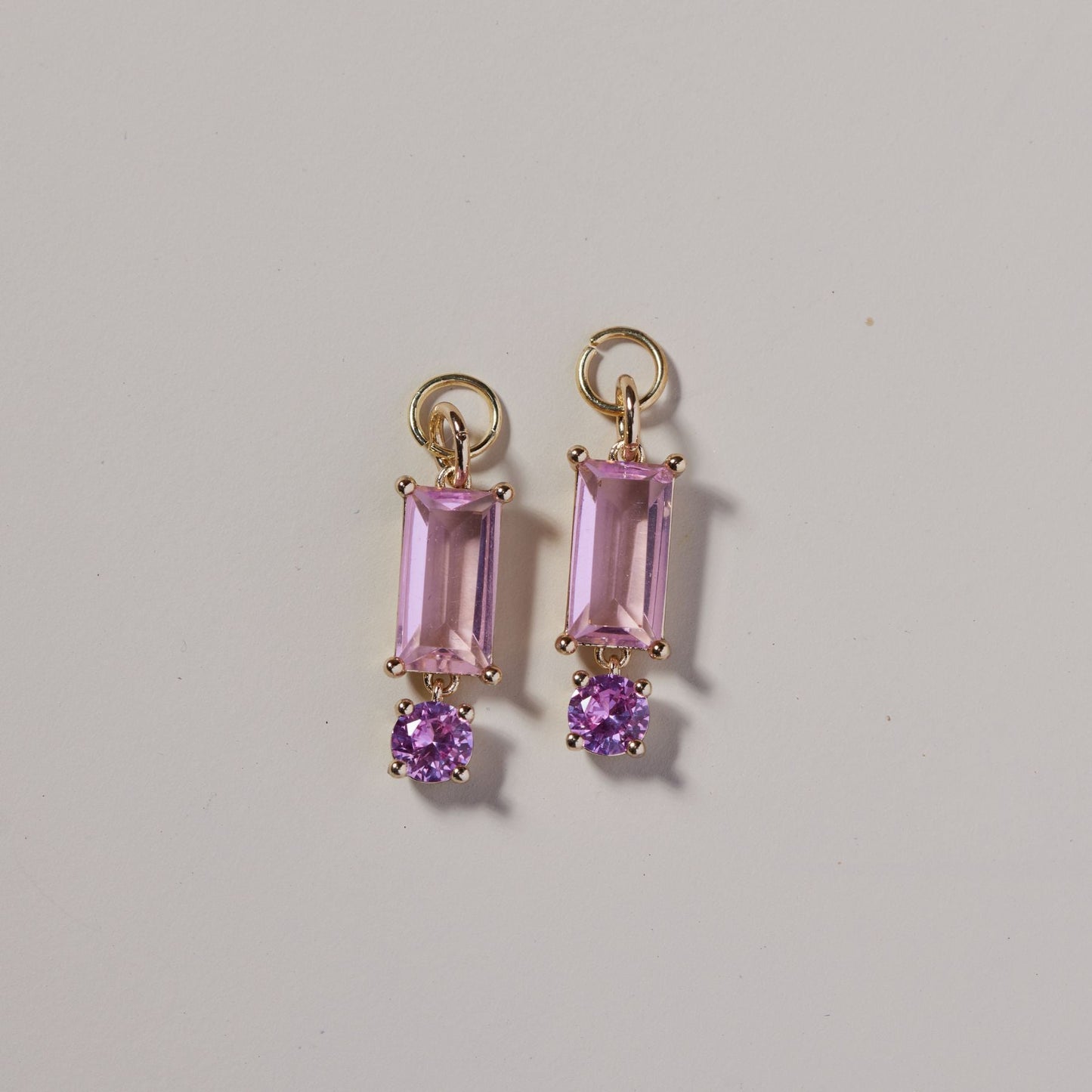 Pink Crystal Baguette Charm Jewelry Pieces