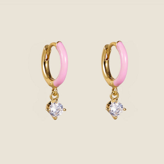 Pink Hoop Earrings in Elegant Design