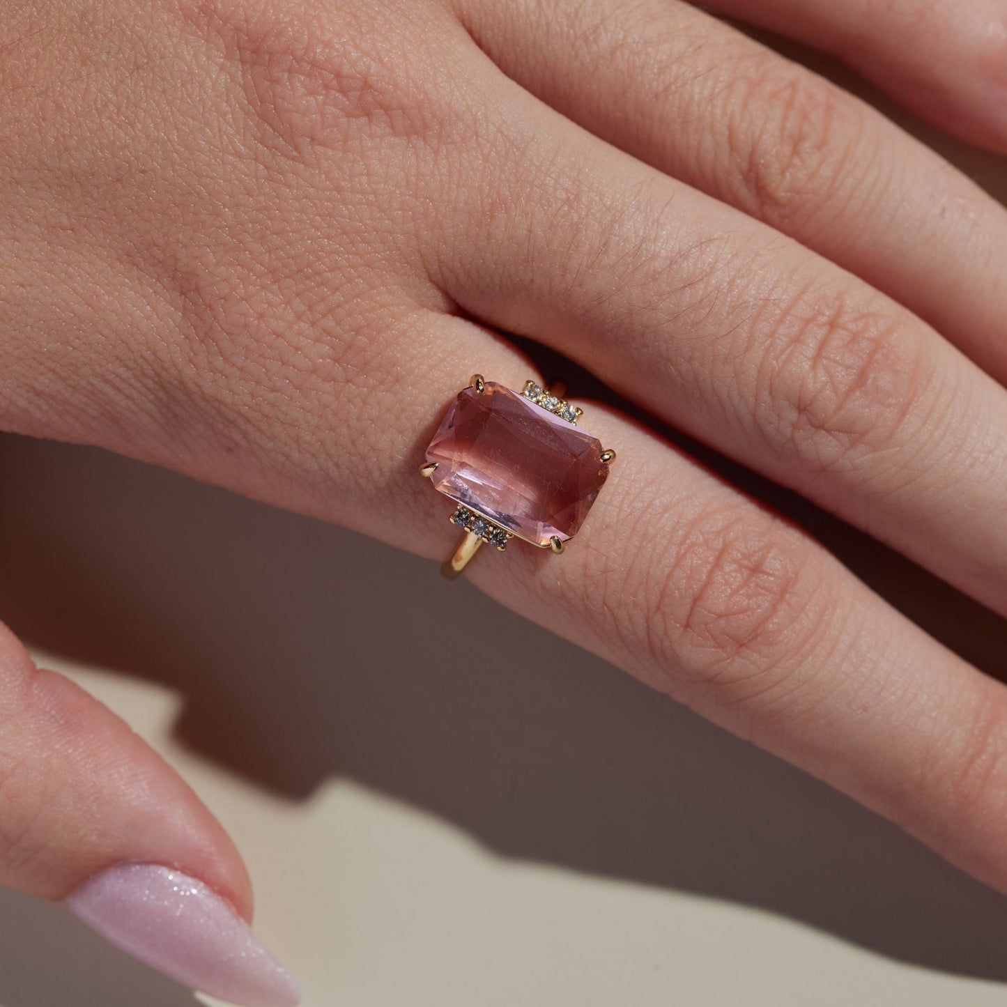 Pink Statement Ring with Elegant Design