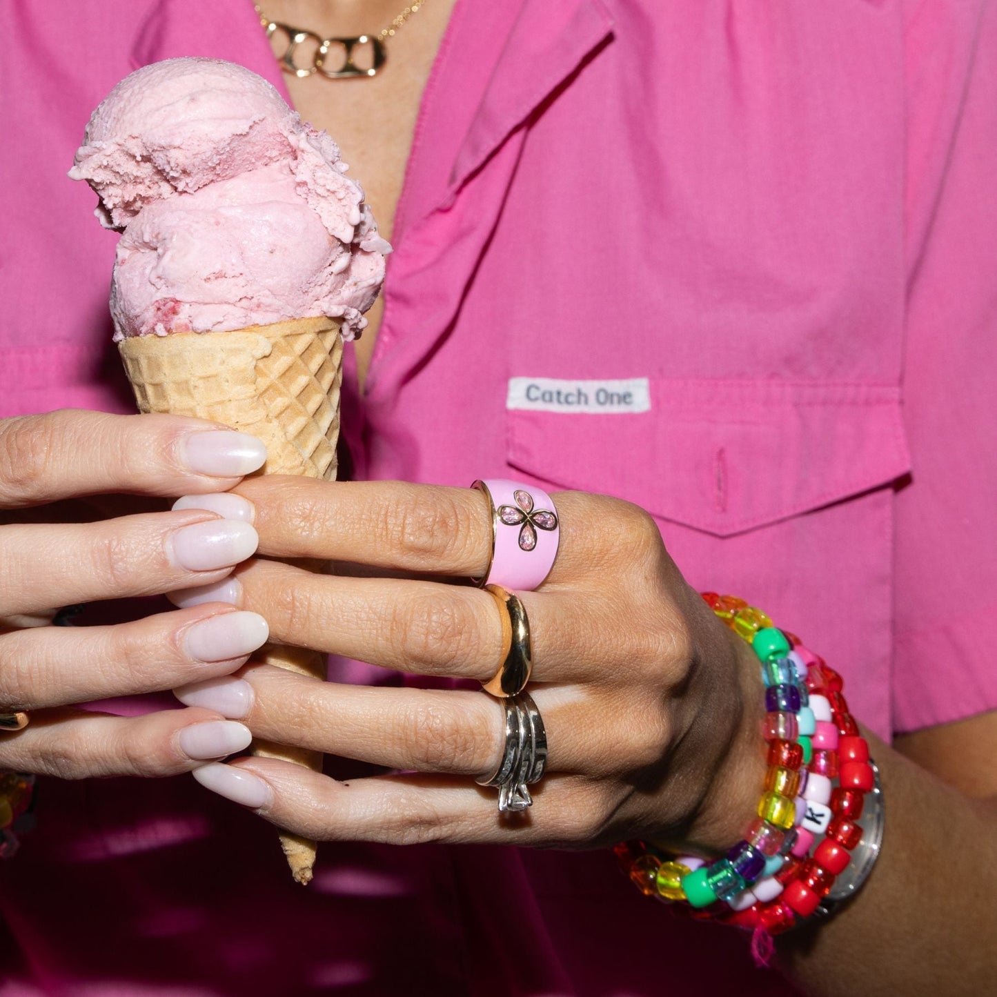 Pink Cigar Ring in Nickelmark Style