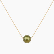 Floating Pistachio Tahitian Pearl Necklace