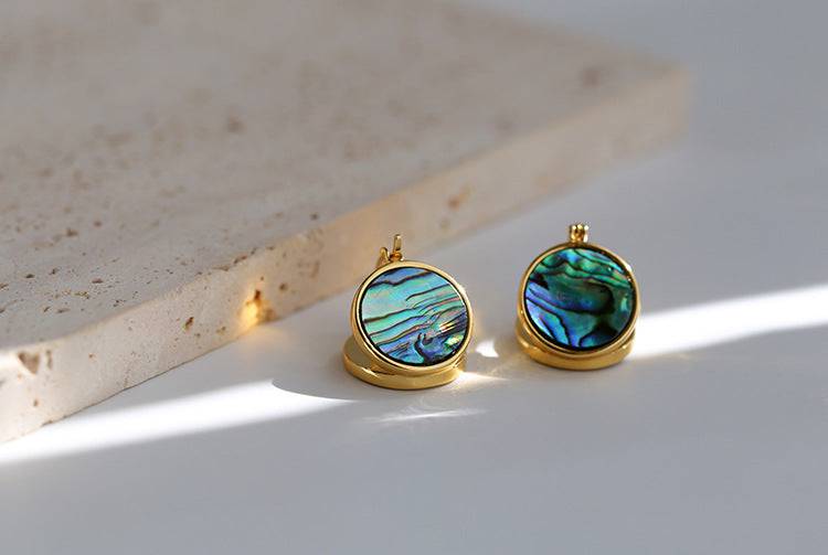 Shell-shaped Earrings with Abalone and Mother of Pearl