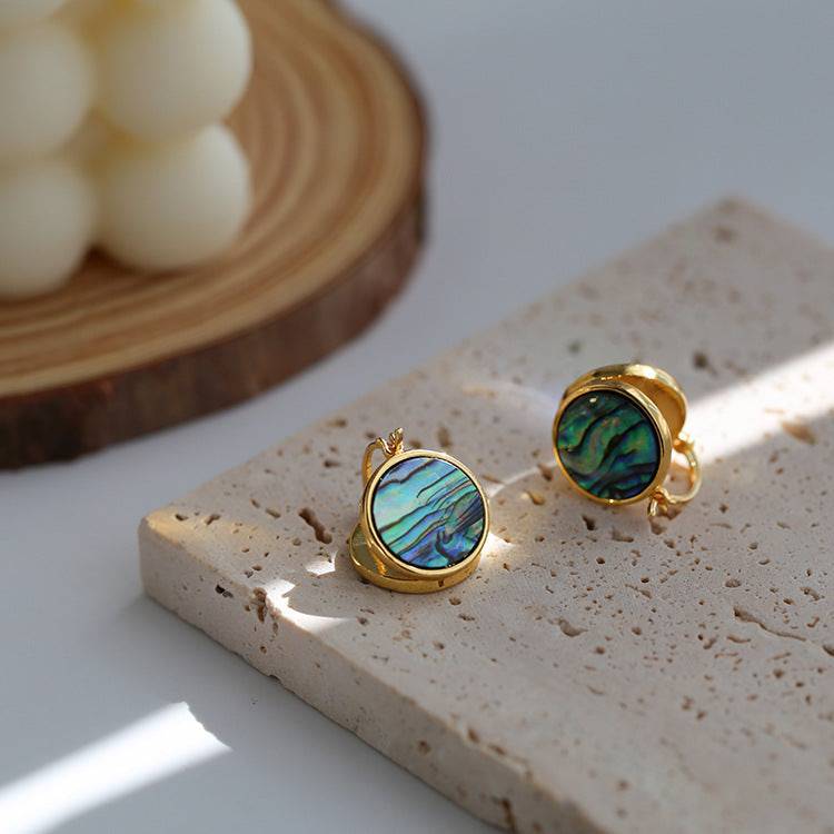 Shell-shaped Earrings with Abalone and Mother of Pearl