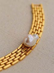 Baroque Pearl Long Tassel Watch Chain Bracelet