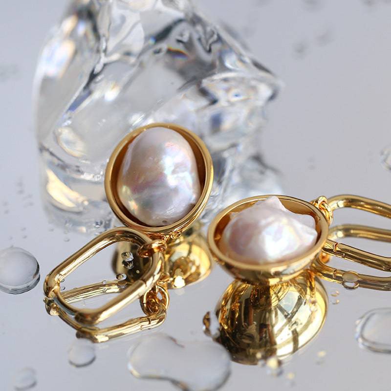 Gold Baroque Pearl Earrings for Elegant Style