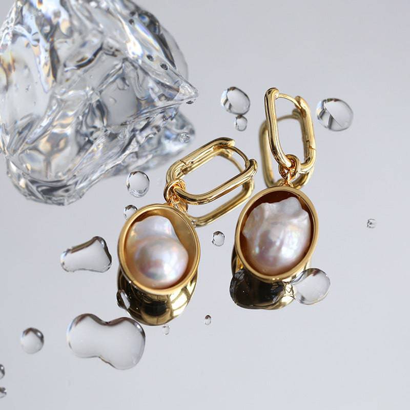 Gold Baroque Pearl Earrings for Elegant Style