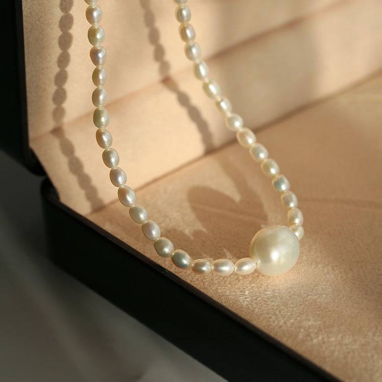 Baroque Rice Pearl Beaded Necklace for Women