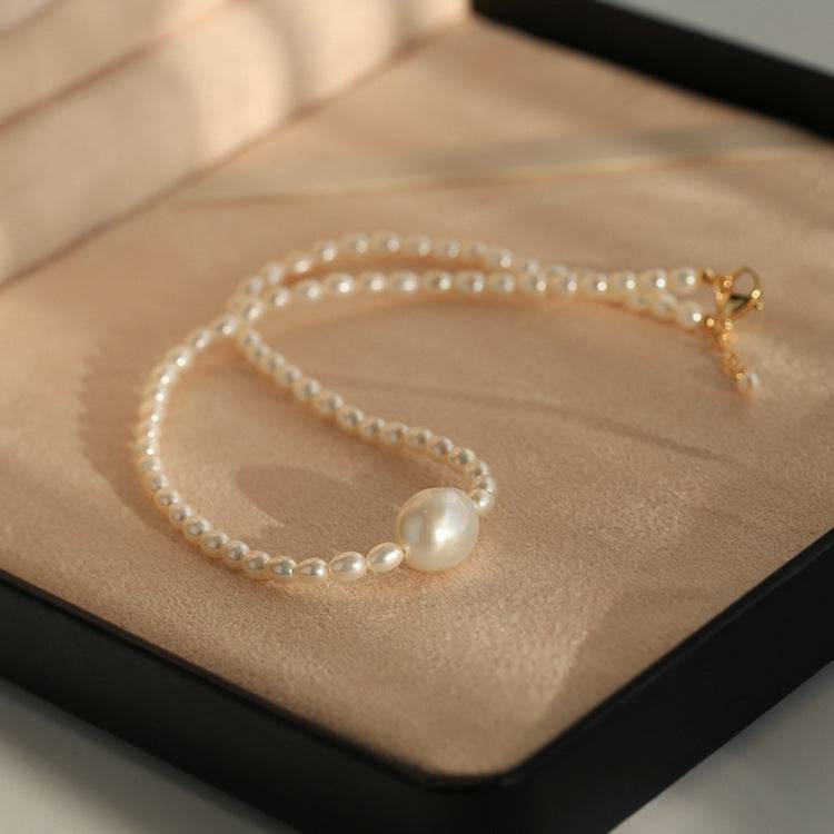 Baroque Rice Pearl Beaded Necklace for Women