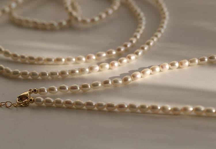 Baroque Rice Pearl Beaded Necklace for Women