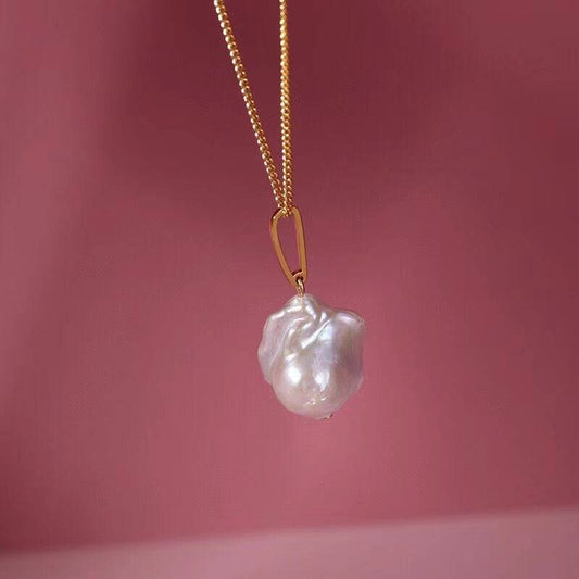 Elegant Baroque Pearl Single Drop Necklace