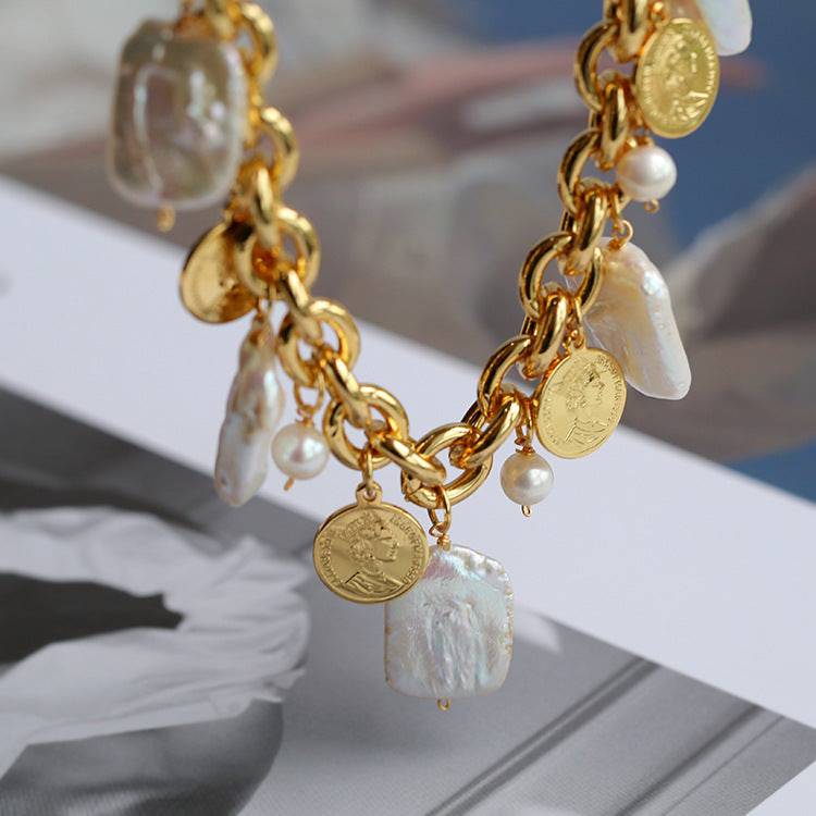 Baroque Pearl Necklace with Coin Petals