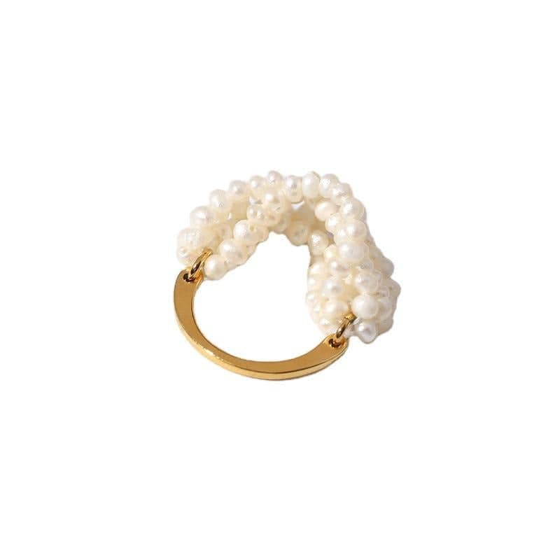 Rice Pearl Multi-Layer Cluster Ring Design