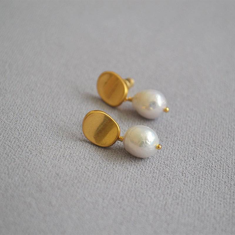 Baroque Pearl Earrings in Gold Color