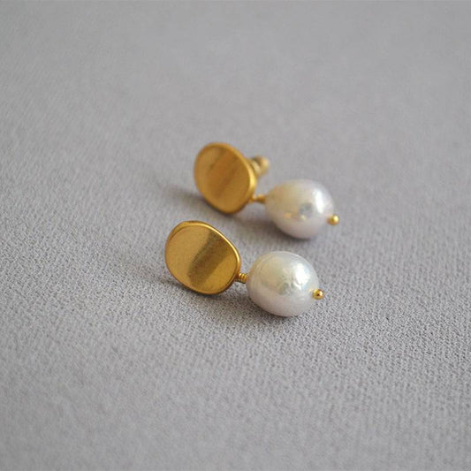 Baroque Pearl Earrings in Gold Color