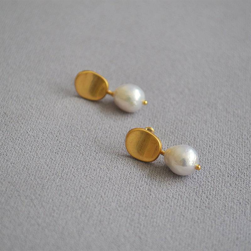 Baroque Pearl Earrings in Gold Color