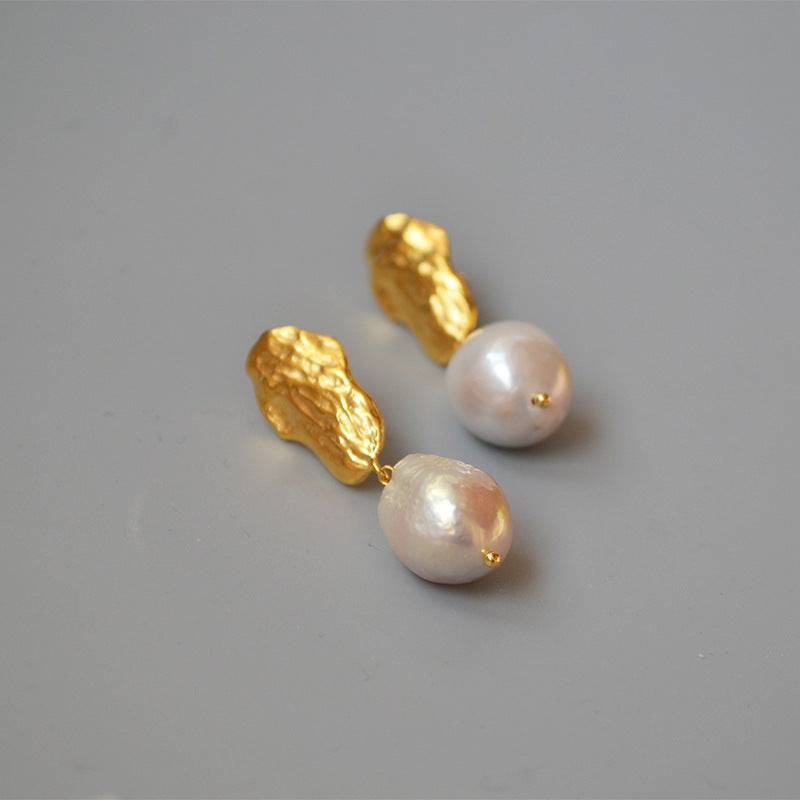 Baroque Pearl Long Drop Gold Earrings