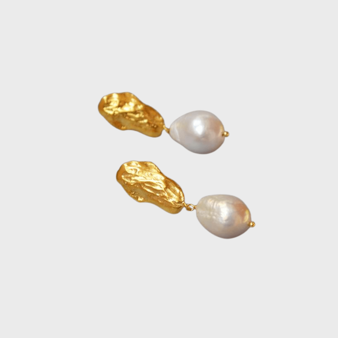 Baroque Pearl Long Drop Gold Earrings