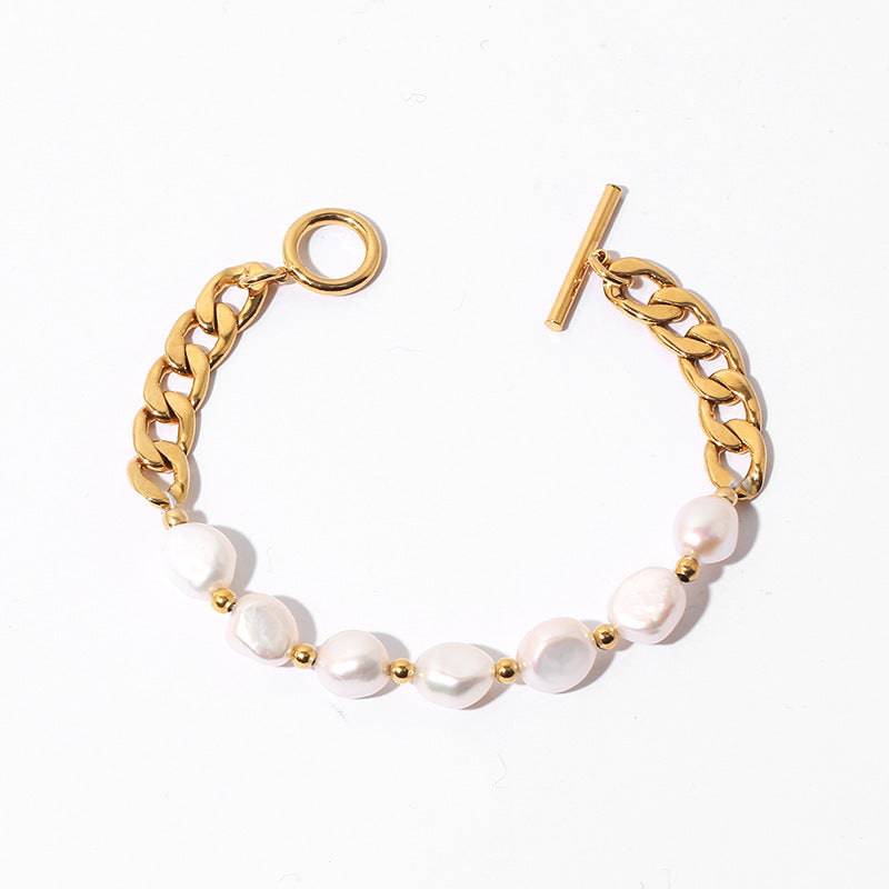 Elegant Gold Baroque Pearl Bracelet for Women