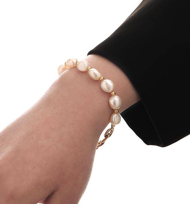 Elegant Gold Baroque Pearl Bracelet for Women