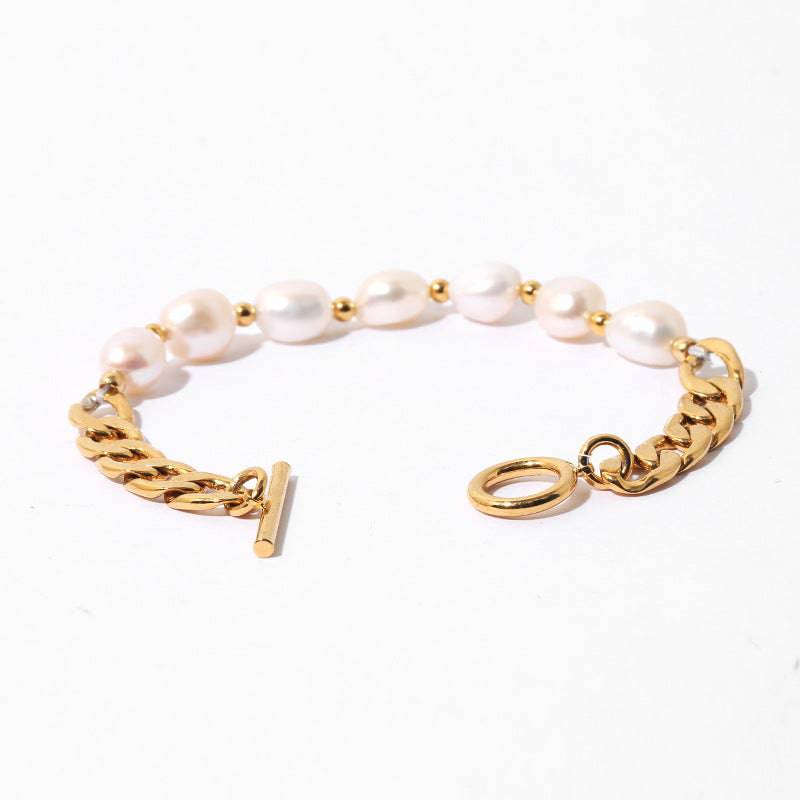 Elegant Gold Baroque Pearl Bracelet for Women