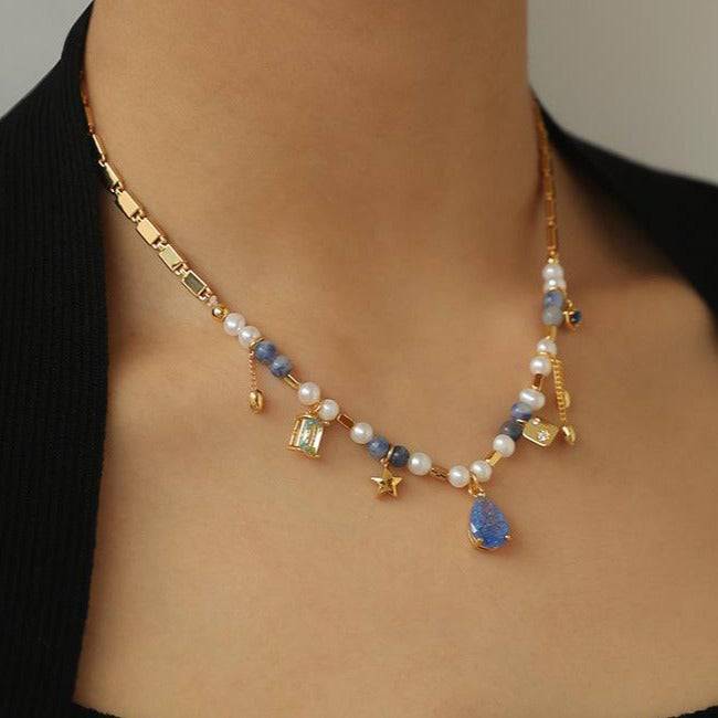 Elements Zircon Stones & Pearl Necklace