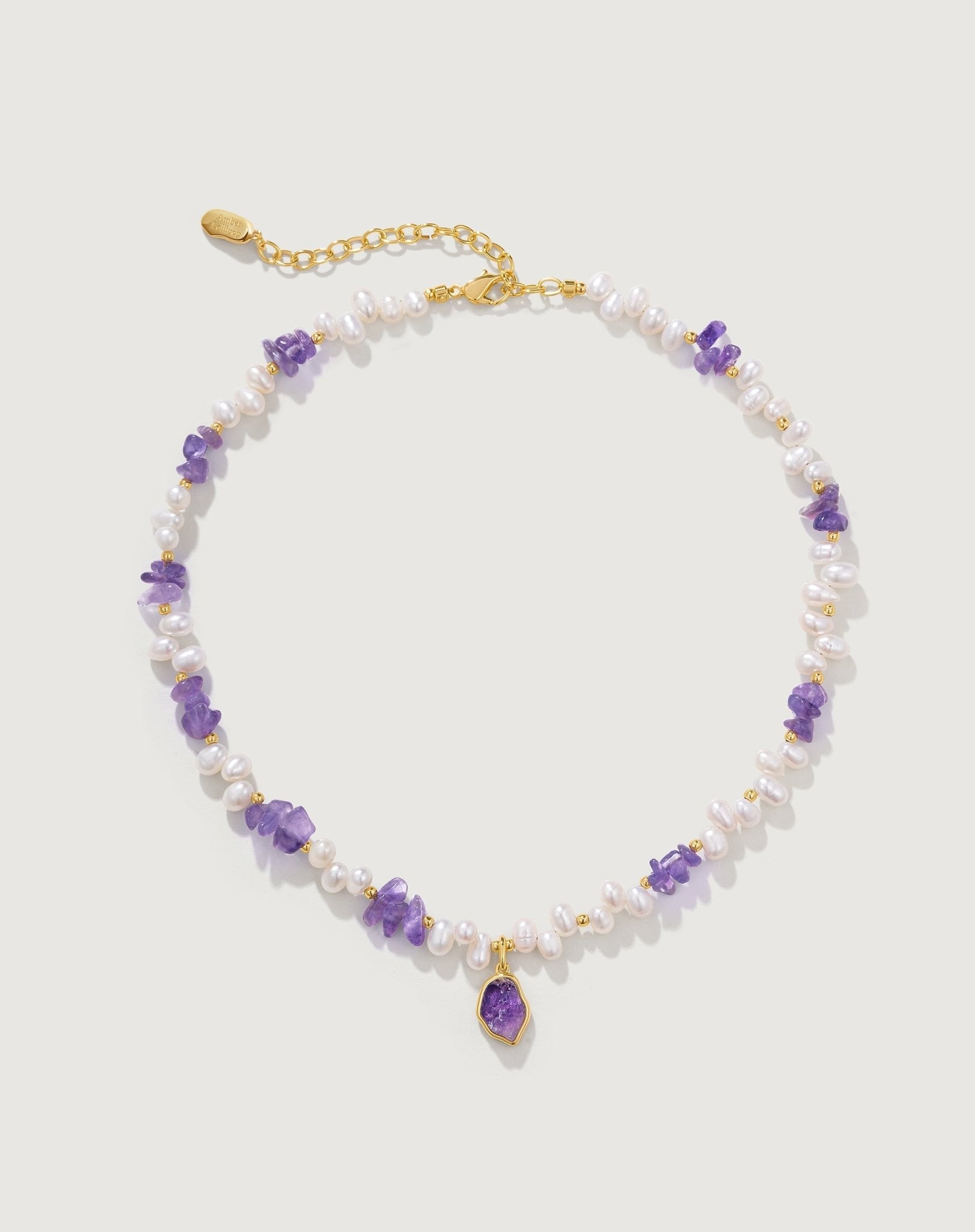 Raw Amethyst Pearl Necklace