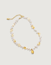 Raw Citrine Pearl Necklace