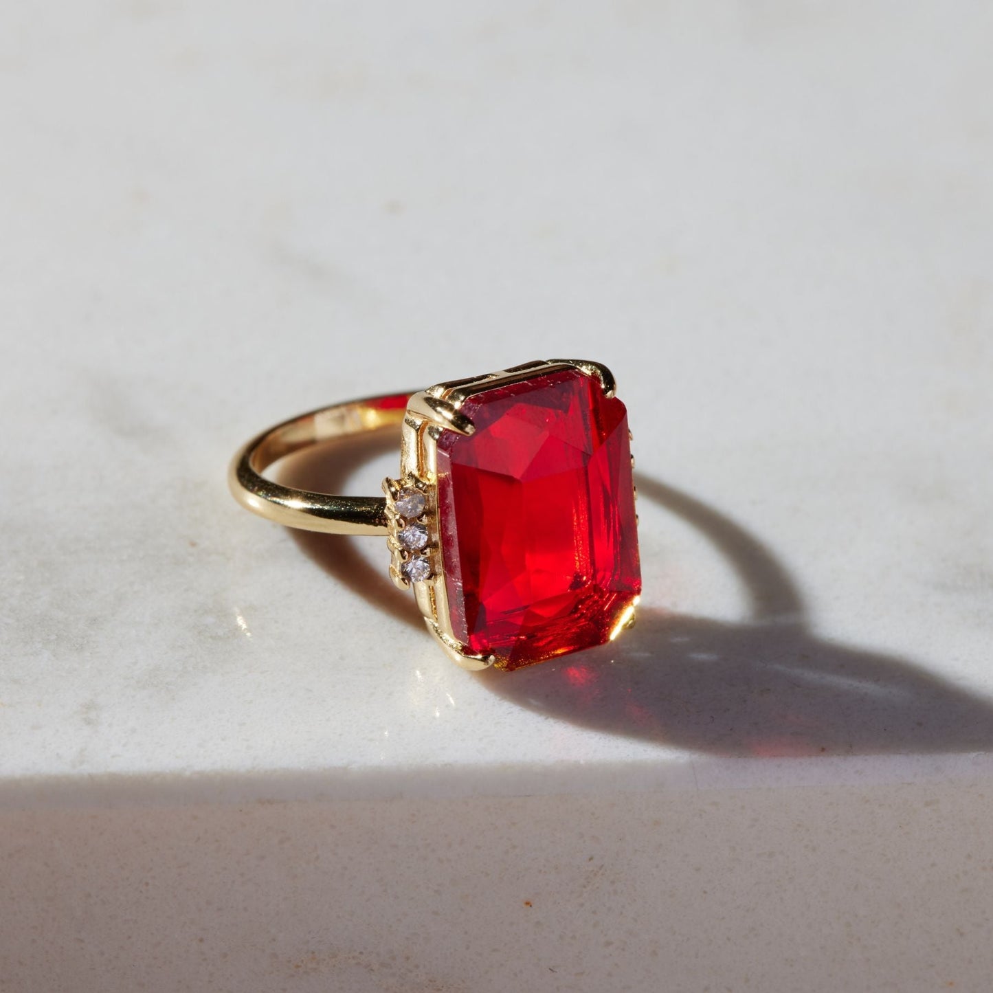 Red Statement Ring with Vibrant Design