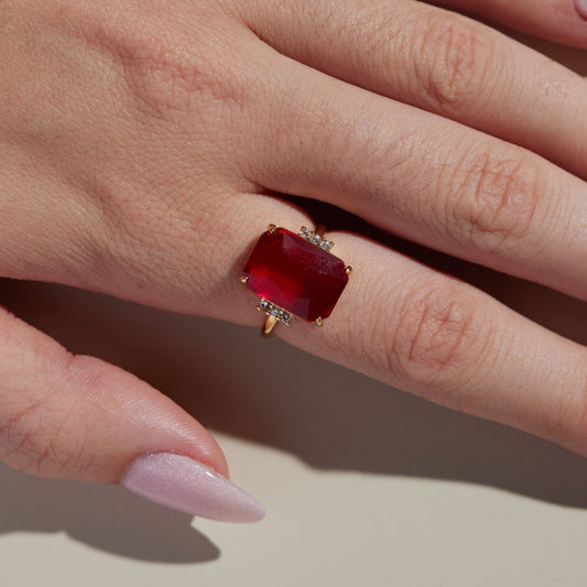 Red Statement Ring with Vibrant Design