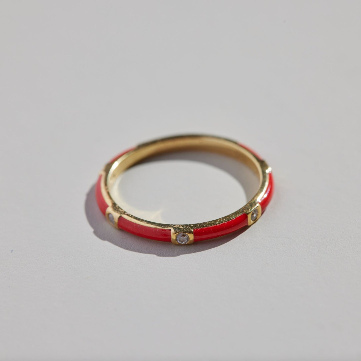 Red Enamel Fashion Ring