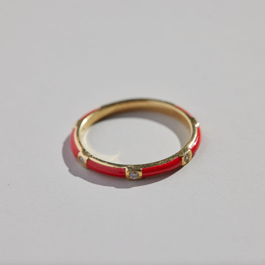 Red Enamel Fashion Ring