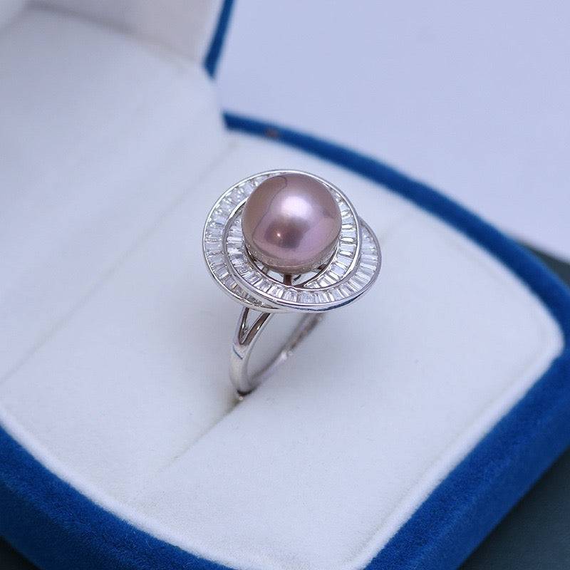 Edison Freshwater Pearl and CZ Ring Design