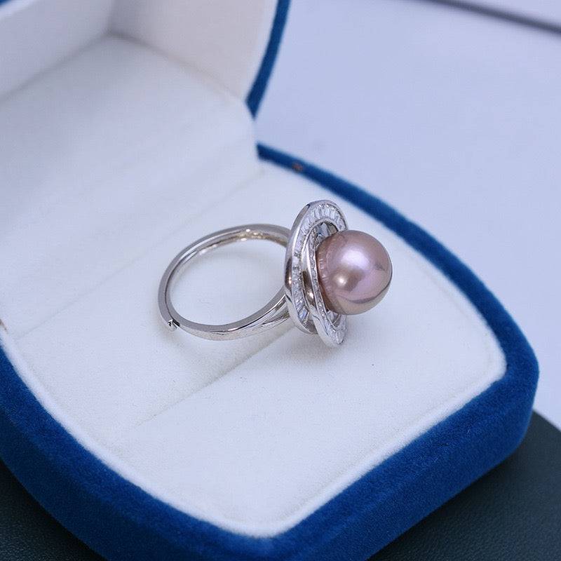 Edison Freshwater Pearl and CZ Ring Design